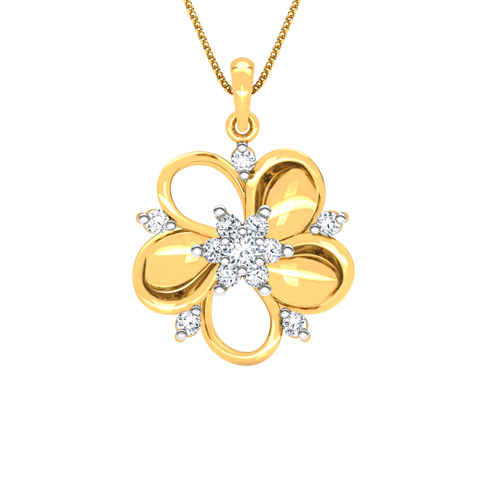 Buy Estele Gold Plated CZ Petal Designer Pendant Necklace for Women (Set of  2) Online