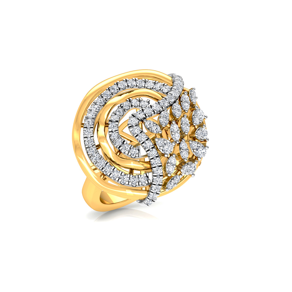 Round Women's Women Cocktail Diamond Ring, Weight: 6.760 Gm, Size: 13-15 at  Rs 48500 in New Delhi