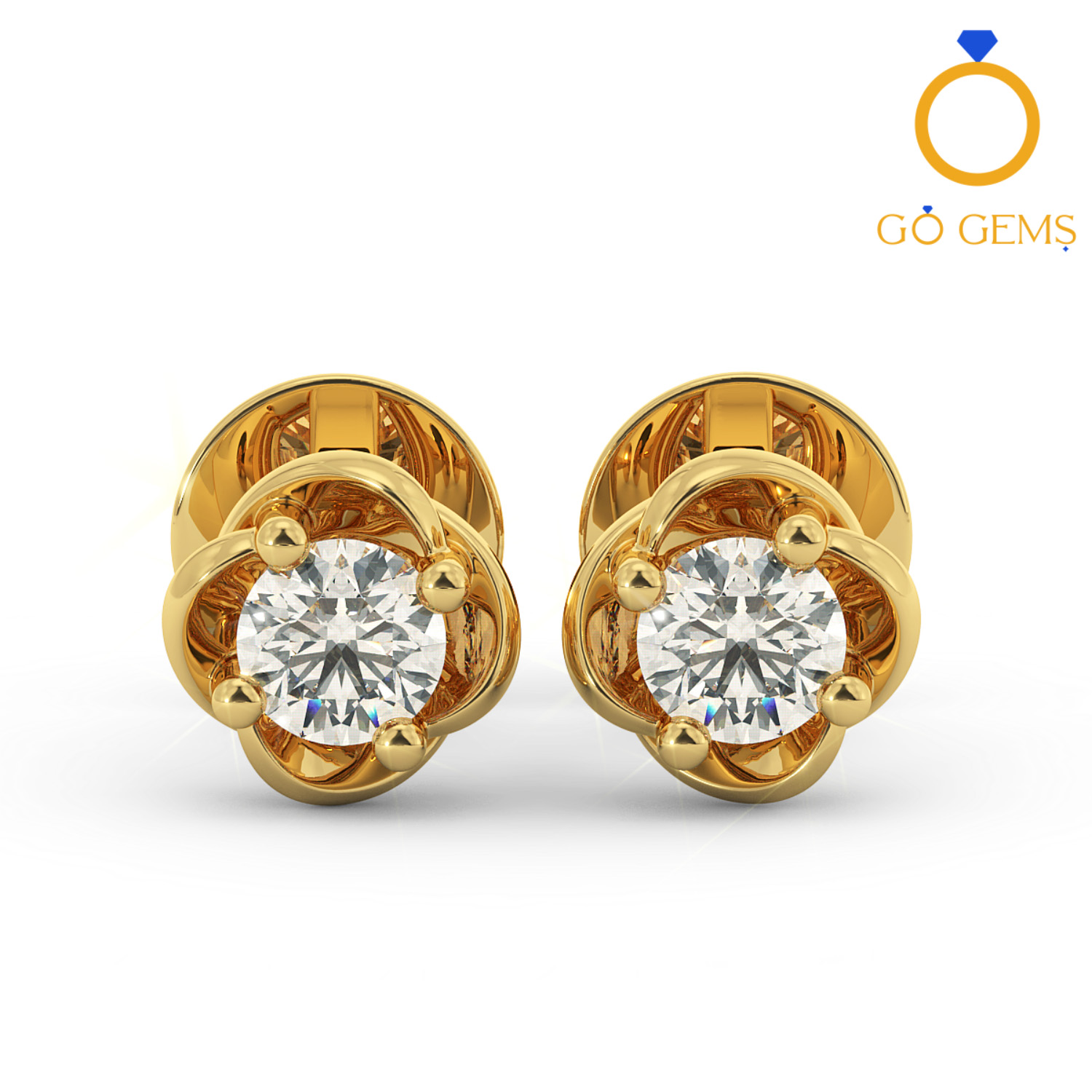 14k Yellow Gold Swarovski Earrings for Women & Men with Genuine Round  Swarovski | Cubic Zirconia Earrings Studs with Gold Earring Backs | 3  Carats total | by MAX + STONE - Walmart.com