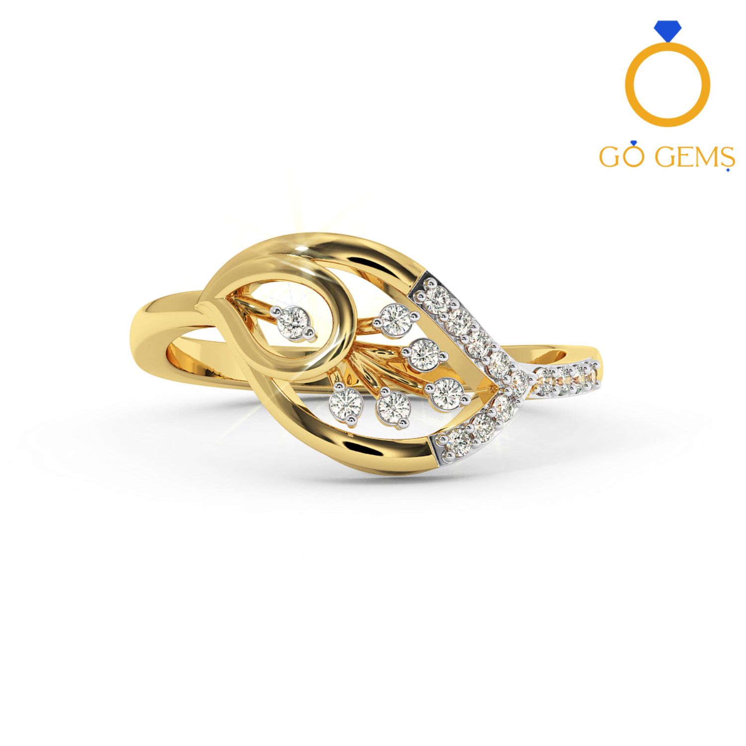 Dhanvi Party Ring Lightweight Designer Yellow Gold - Dhanvi Diamonds