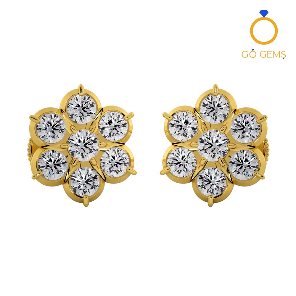 3/8 Ct Round Brilliant Cut Natural Diamond Stud Earrings in 14K Gold Basket  Setting