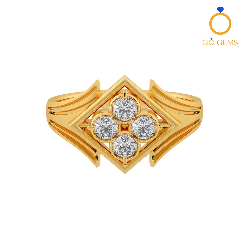 14K Gold Ring 'Catch the Wave' [8mm width] Scattered Diamond Setting