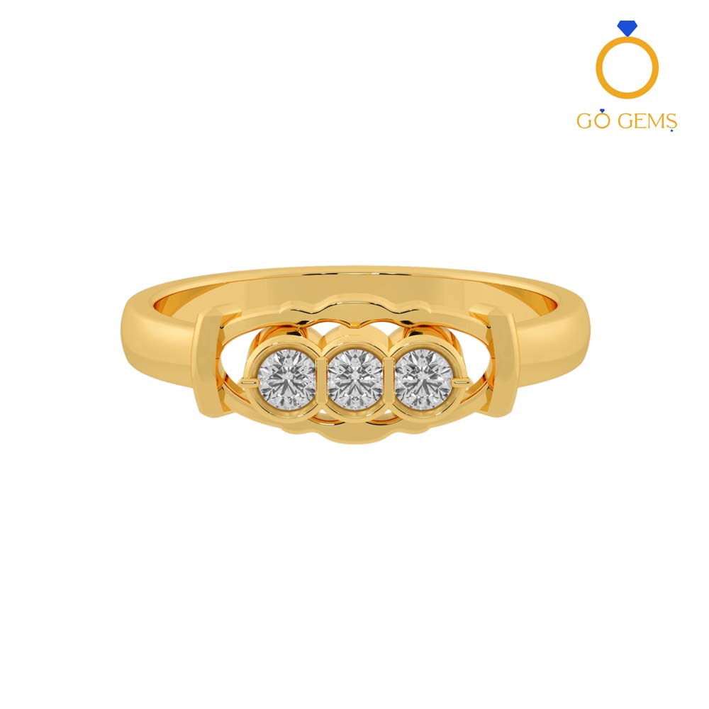 Cushion & Round 3-Stone Diamond Engagement Ring 14k Yellow Gold 2.50ct -  AZ2184