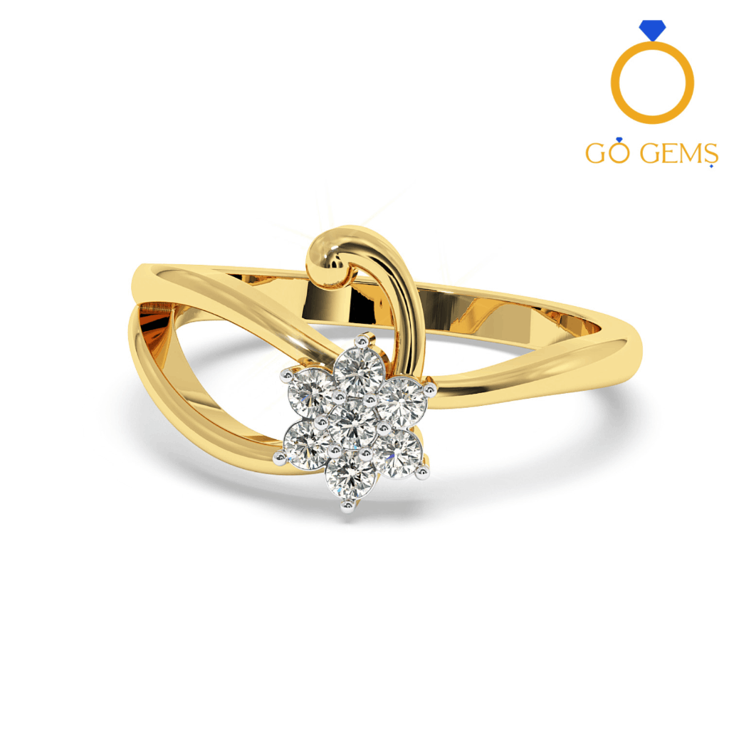 Exquisite 18 Karat Yellow Gold And Diamond Floral Ring